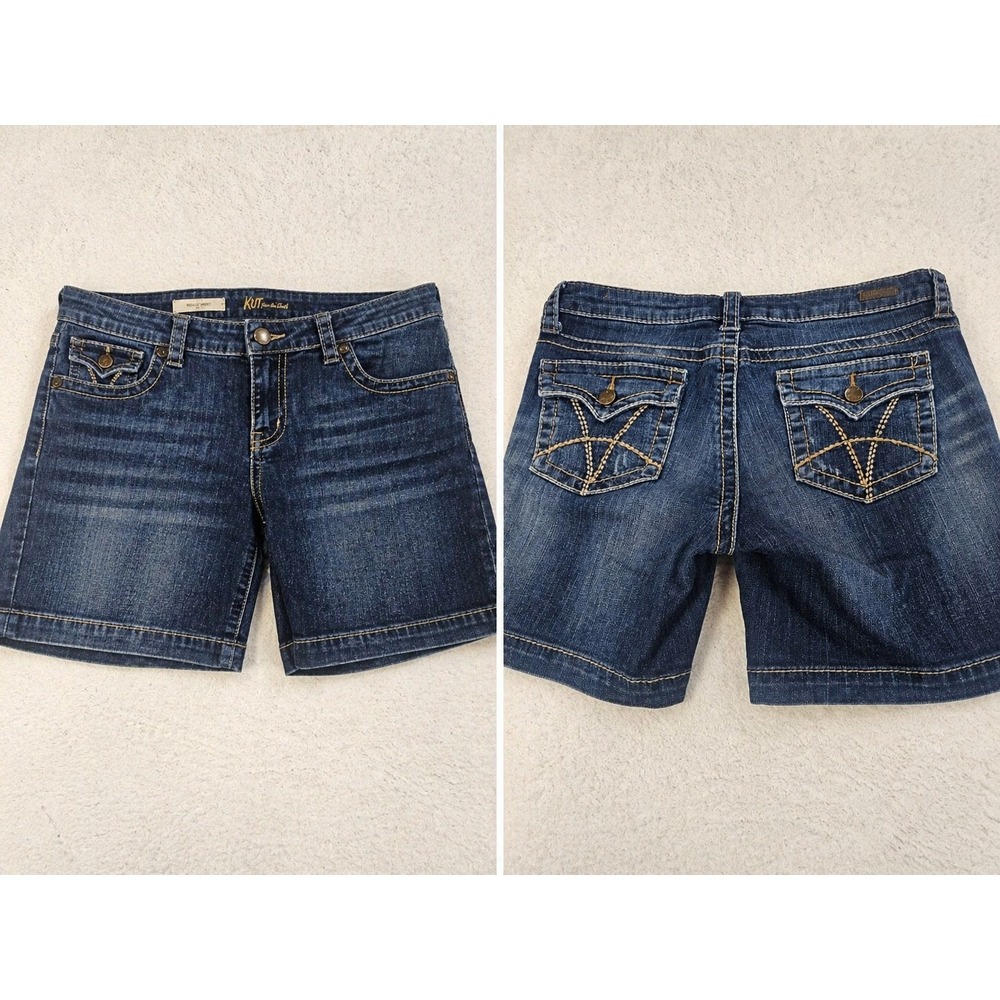 KUT from the Kloth Denim Shorts Size 6 Natalie Medium Wash Flap Pocket Stretch